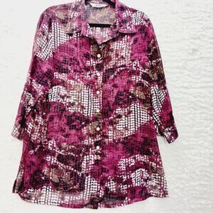 Blouse Red Pink Sheer Festival Y2K Glam Grunge Whimsycore Cottagecore Size XL